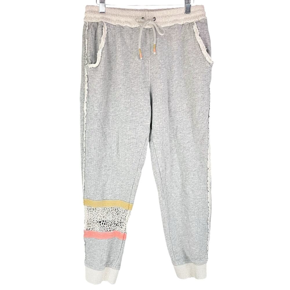 FREE PEOPLE FP MOVEMENT Dream Catcher Crochet Inset Jogger Pants Gray Size S